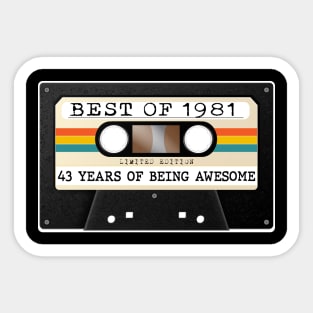 Funny Best of 1981 43rd Birthday Cassette Tape Vintage Sticker